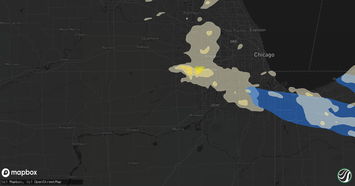 Hail map in Yorkville, IL on August 9, 2026