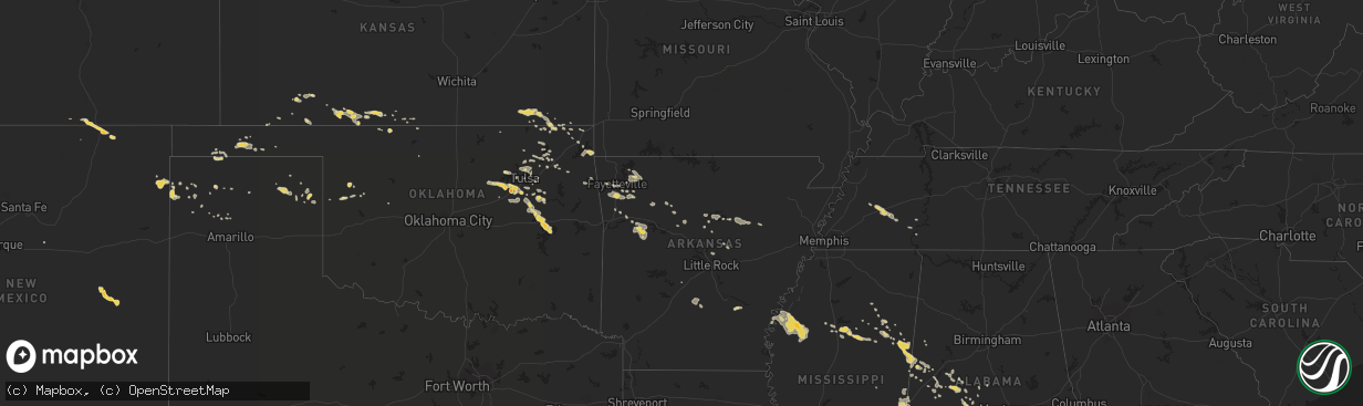 Hail map on August 10, 2011