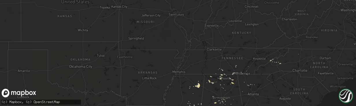 Hail map in Alabama on August 10, 2012