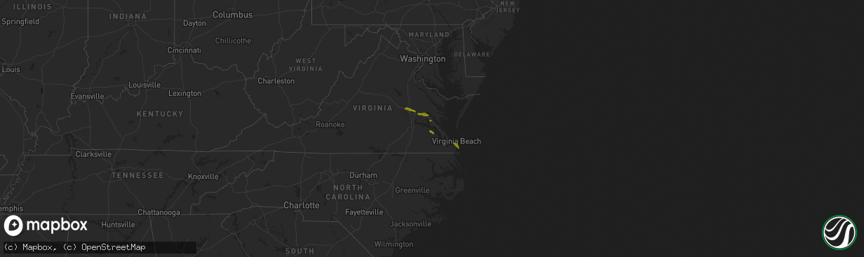 Hail map in Virginia on August 10, 2013