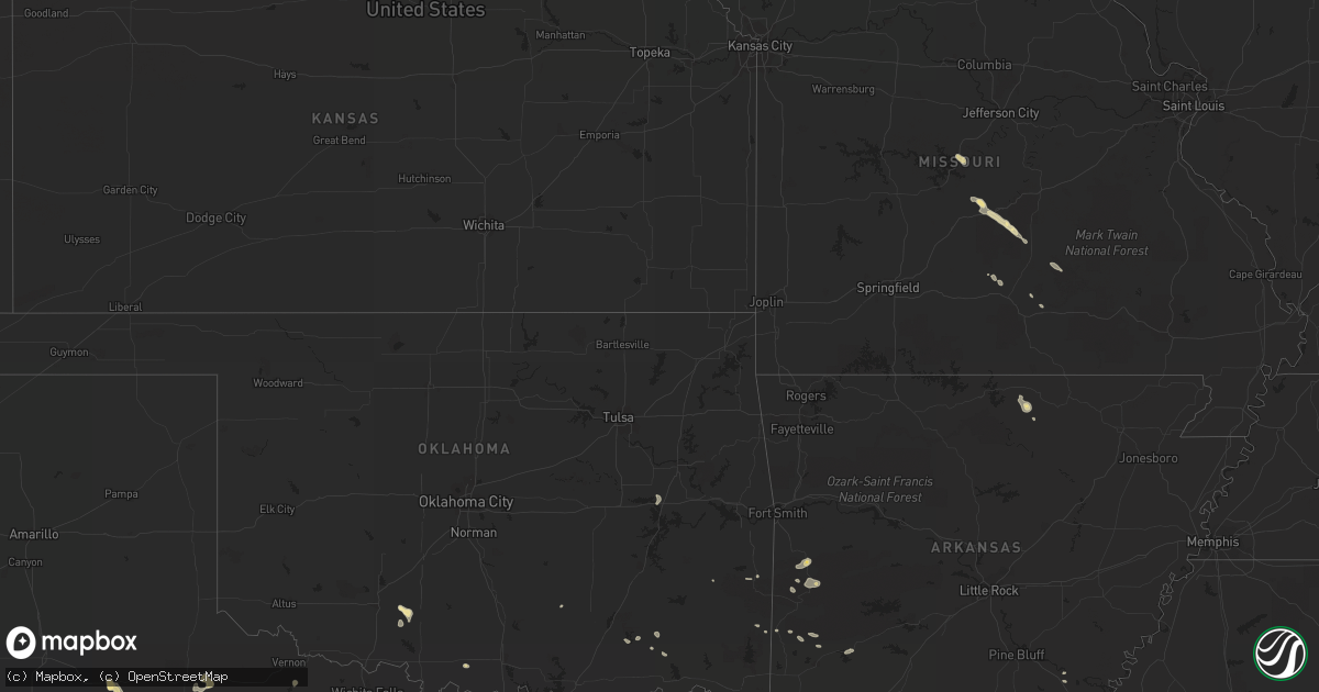 Hail map in Texas on August 10, 2014