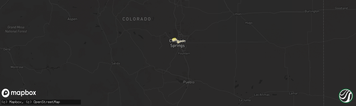 Hail map in Colorado Springs, CO on August 10, 2015