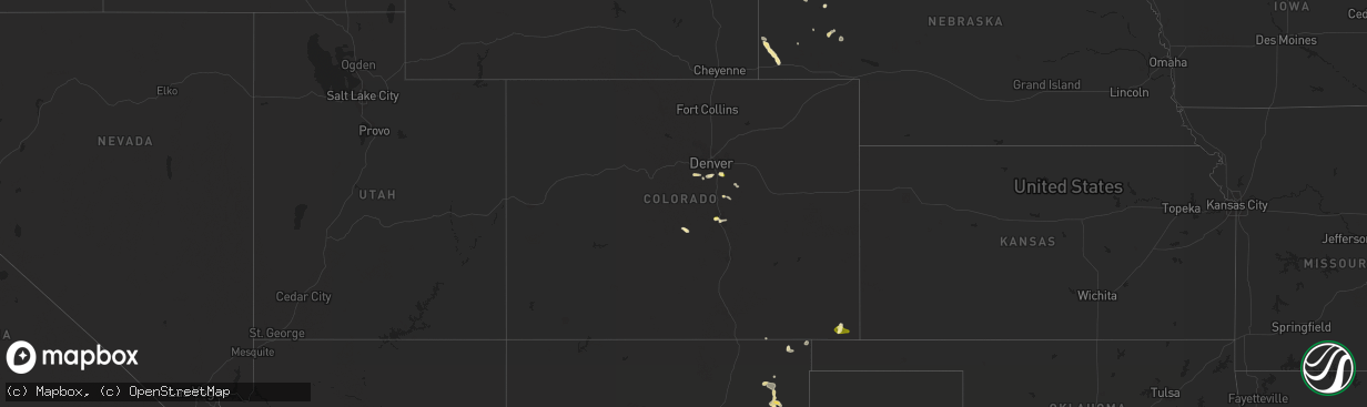 Hail map in Colorado on August 10, 2015