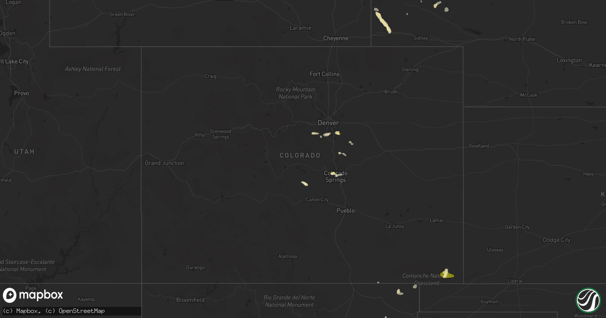 Hail map in Colorado on August 10, 2015