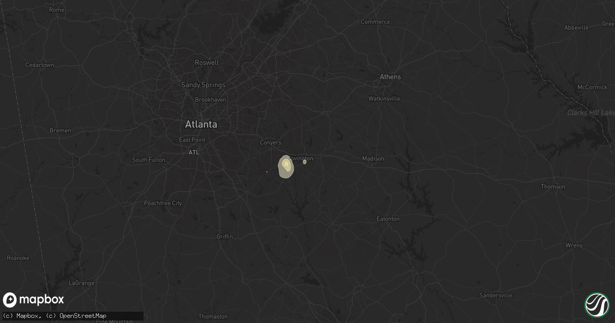 Hail map in Covington, GA on August 10, 2015