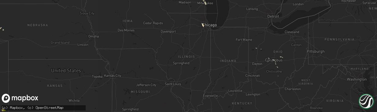 Hail map in Illinois on August 10, 2015