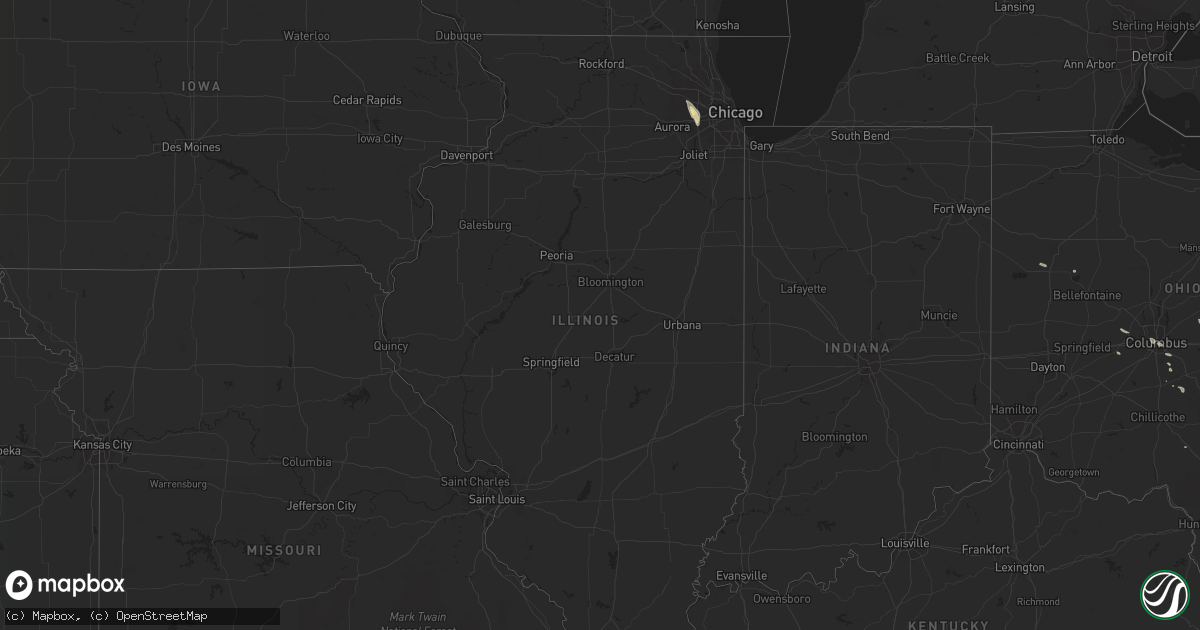 Hail map in Illinois on August 10, 2015