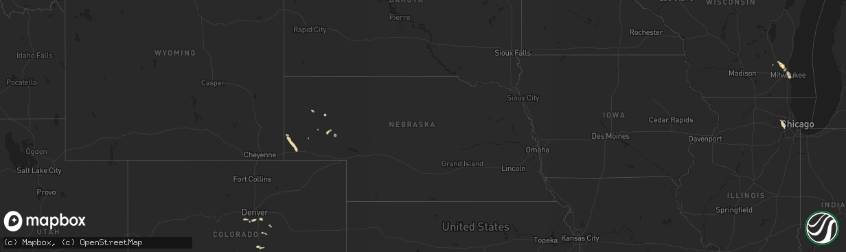 Hail map in Nebraska on August 10, 2015