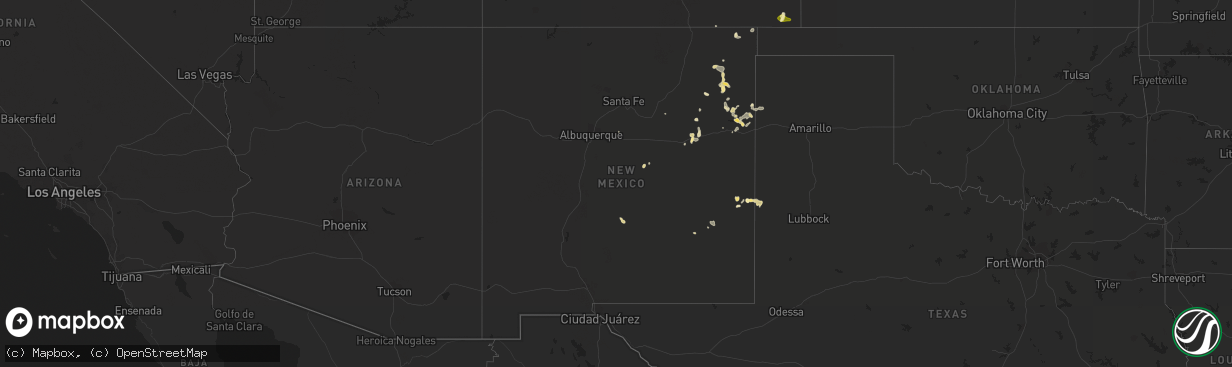 Hail map in New Mexico on August 10, 2015