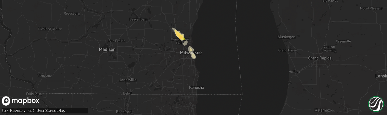 Hail map in Saint Francis, WI on August 10, 2015