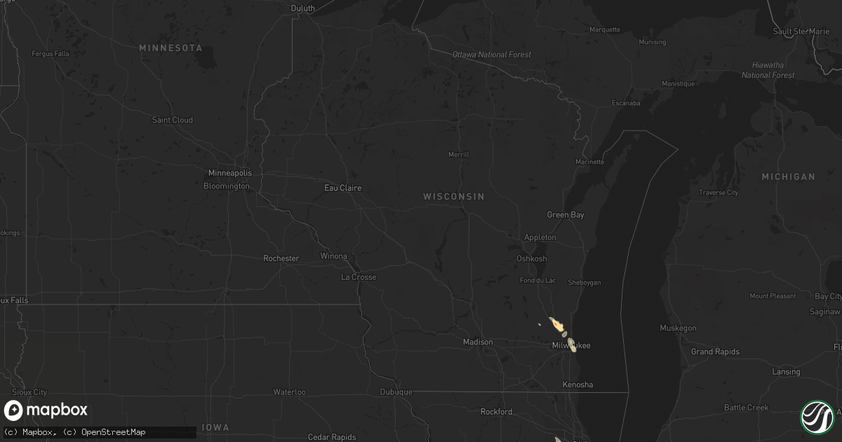 Hail map in Wisconsin on August 10, 2015