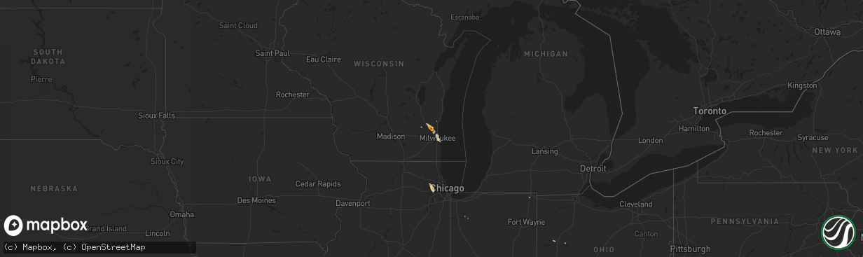 Hail map on August 10, 2015