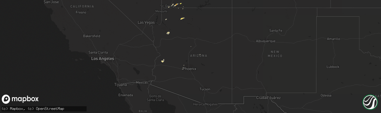 Hail map in Arizona on August 10, 2016