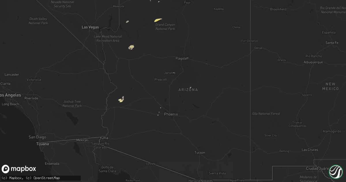 Hail map in Arizona on August 10, 2016