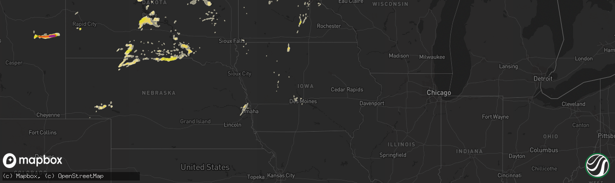 Hail map in Iowa on August 10, 2016