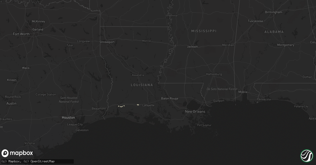 Hail map in Louisiana on August 10, 2016