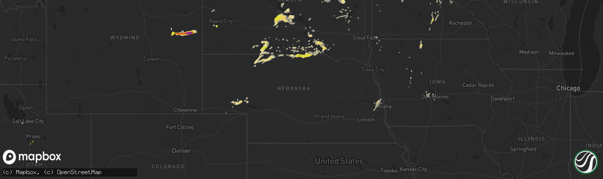 Hail map in Nebraska on August 10, 2016