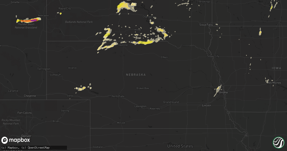Hail map in Nebraska on August 10, 2016