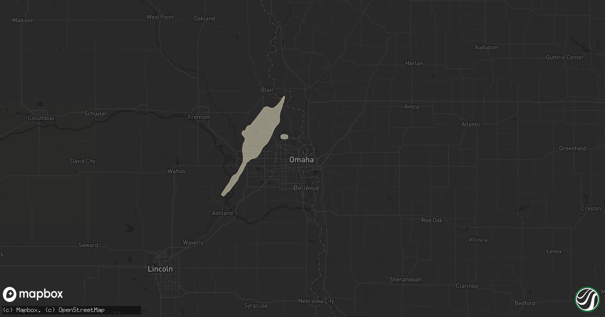 Hail map in Omaha, NE on August 10, 2016