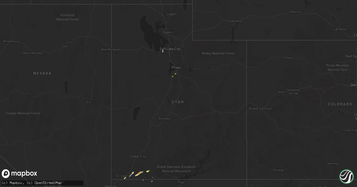 Hail map in Utah on August 10, 2016