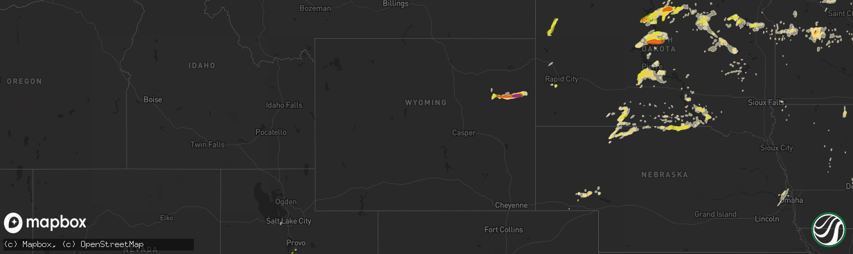 Hail map in Wyoming on August 10, 2016