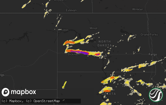 Hail map preview on 08-10-2016