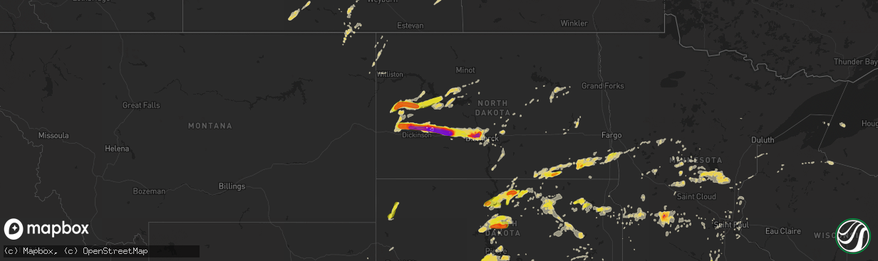 Hail map on August 10, 2016