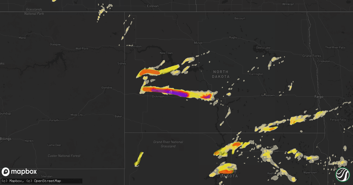 Hail map on August 10, 2016