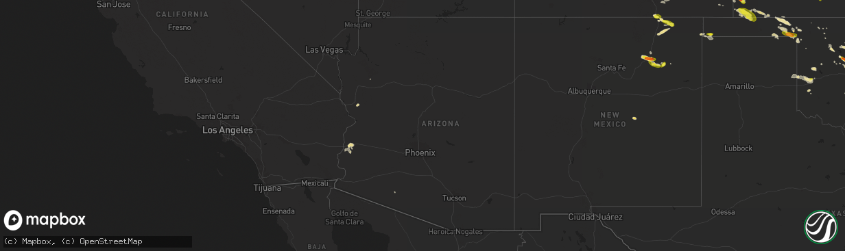 Hail map in Arizona on August 10, 2017