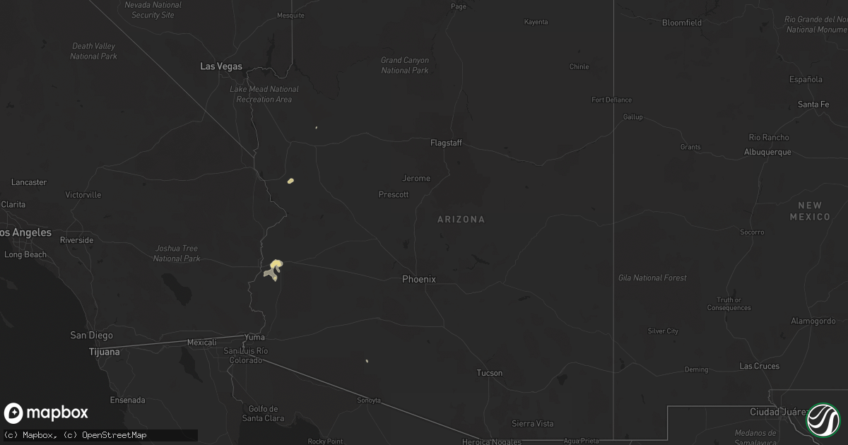 Hail map in Arizona on August 10, 2017