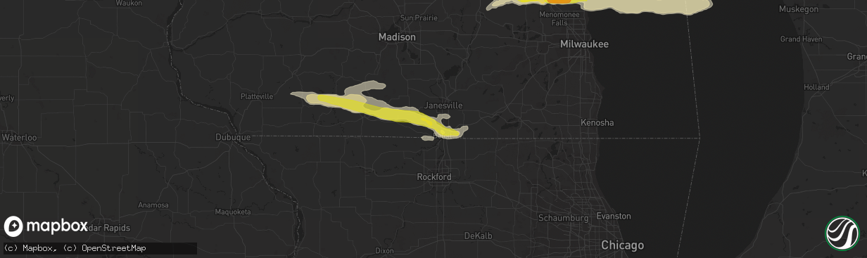 Hail map in Beloit, WI on August 10, 2017