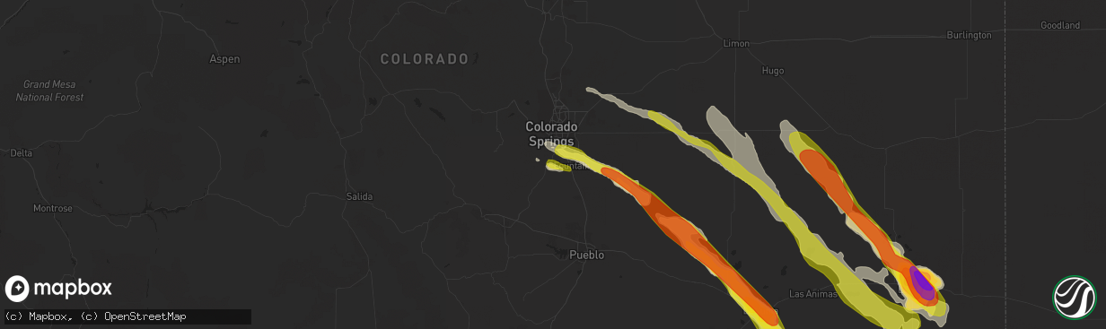 Hail map in Colorado Springs, CO on August 10, 2017