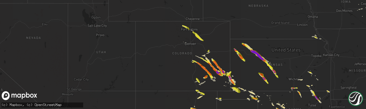 Hail map in Colorado on August 10, 2017