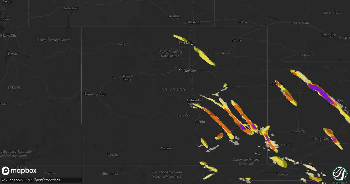 Hail map in Colorado on August 10, 2017