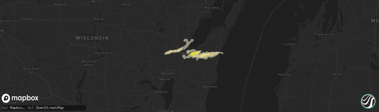 Hail map in Green Bay, WI on August 10, 2017