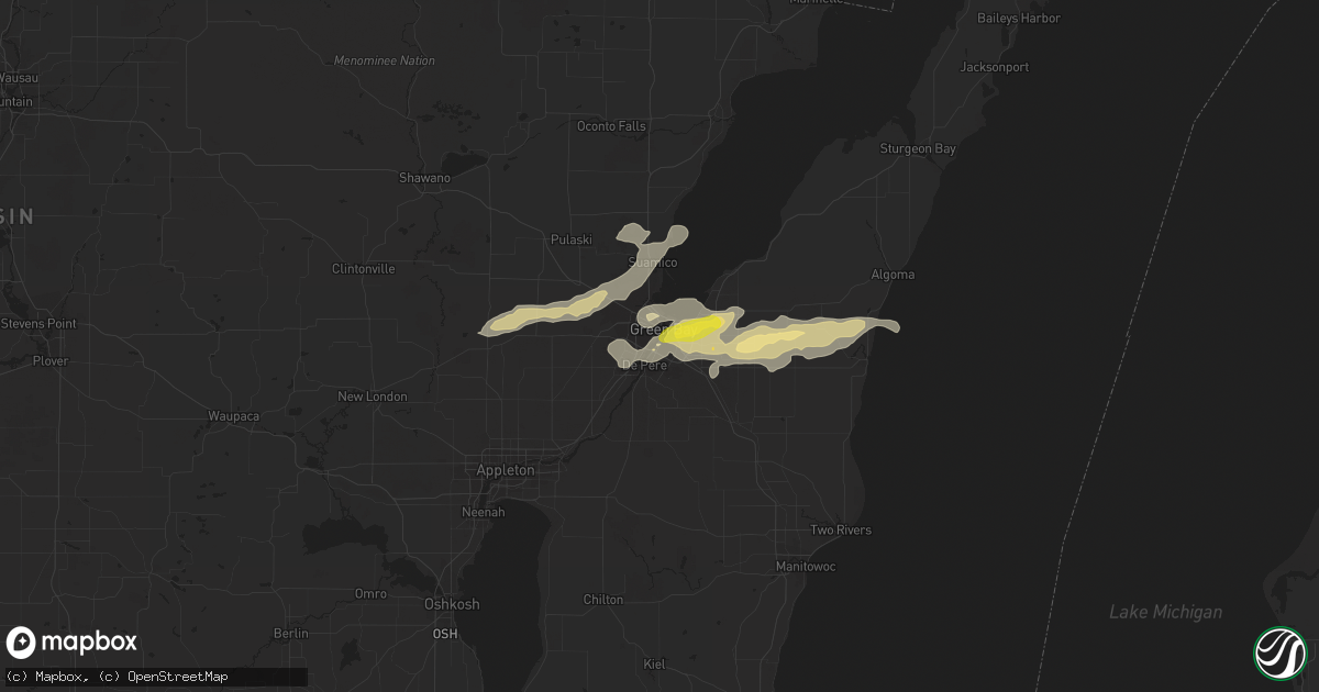 Hail map in Green Bay, WI on August 10, 2017