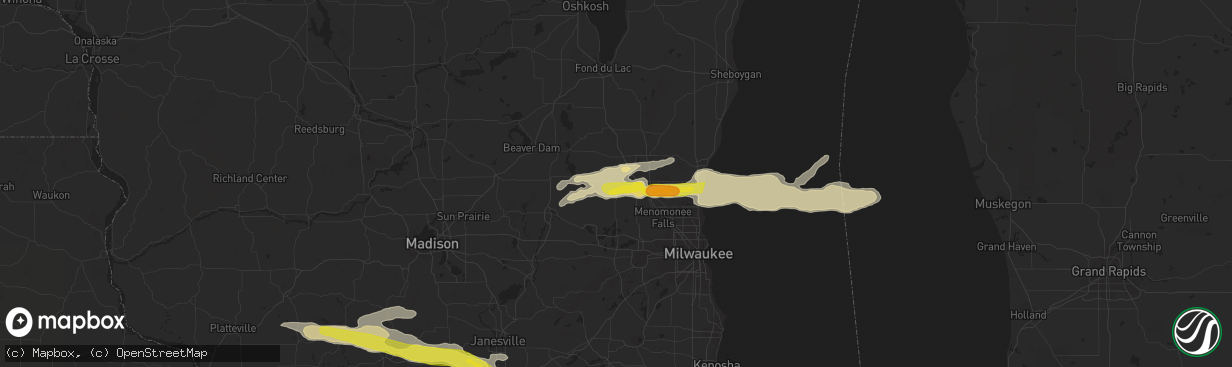 Hail map in Hartford, WI on August 10, 2017