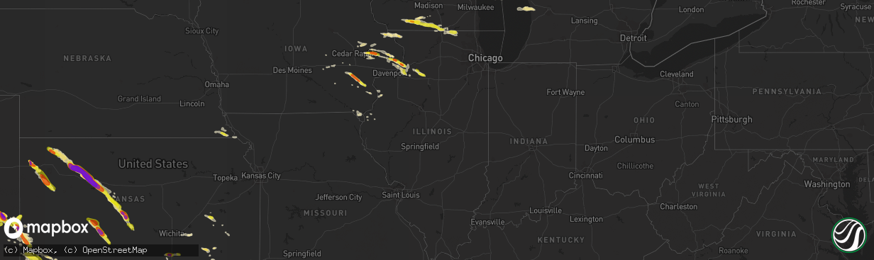 Hail map in Illinois on August 10, 2017