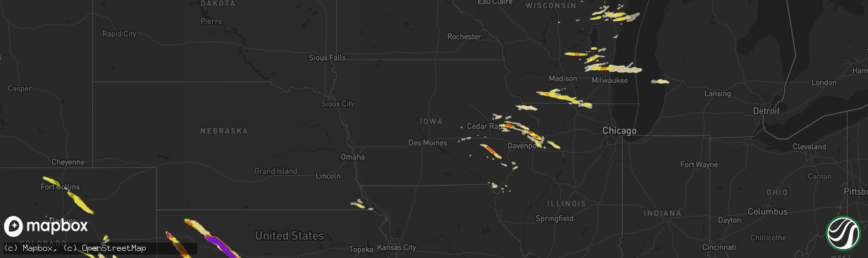 Hail map in Iowa on August 10, 2017