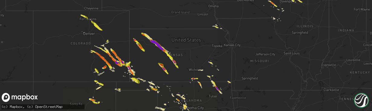 Hail map in Kansas on August 10, 2017