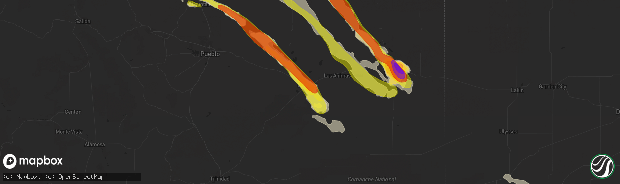 Hail map in La Junta, CO on August 10, 2017