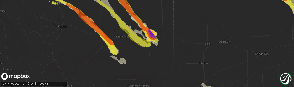 Hail map in Lamar, CO on August 10, 2017