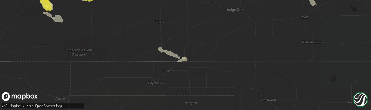 Hail map in Liberal, KS on August 10, 2017