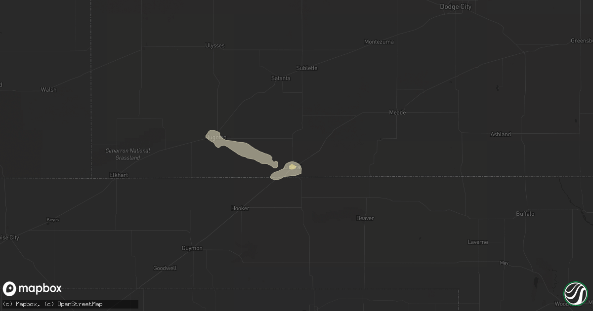 Hail map in Liberal, KS on August 10, 2017