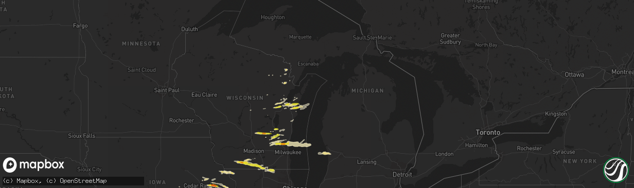 Hail map in Michigan on August 10, 2017