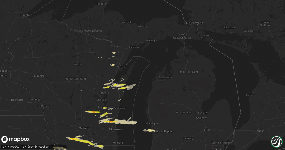 Hail map in Michigan on August 10, 2017