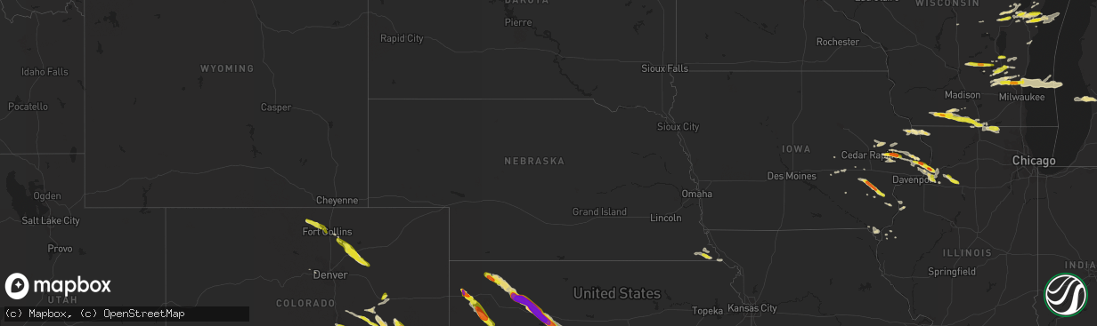 Hail map in Nebraska on August 10, 2017