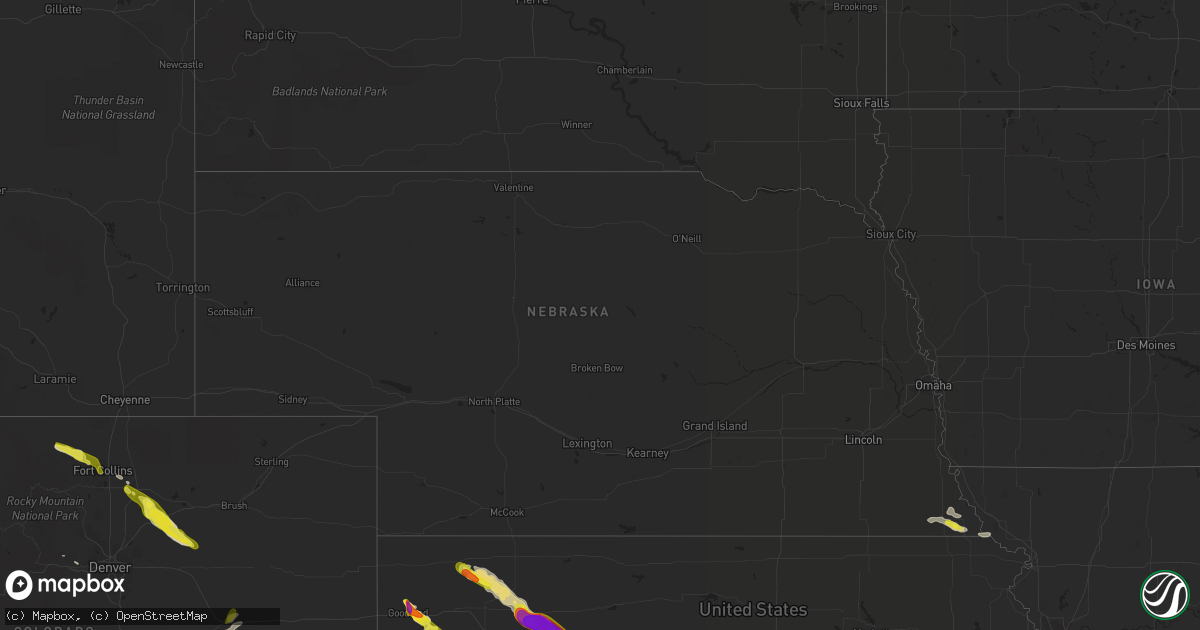 Hail map in Nebraska on August 10, 2017