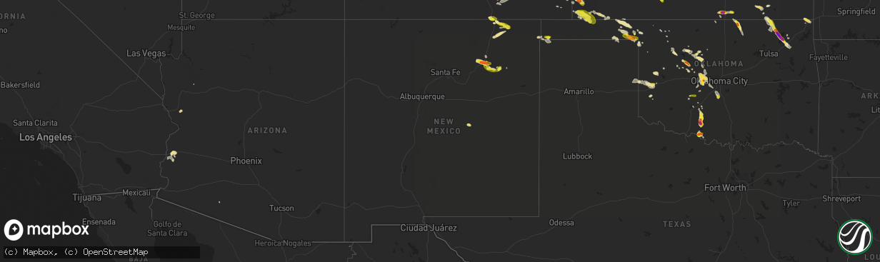 Hail map in New Mexico on August 10, 2017