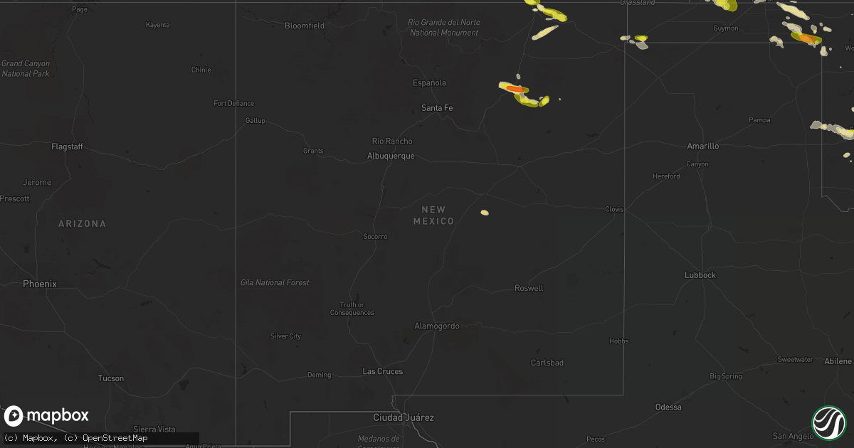 Hail map in New Mexico on August 10, 2017